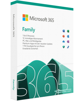 Microsoft 365 Family 1 Jahr 6 PCs/Macs + 6 Tablets (6 Personen)