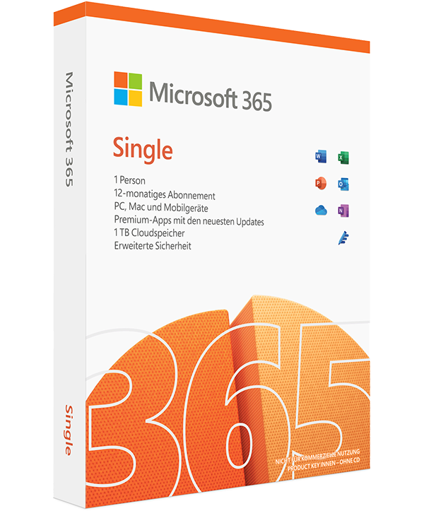 Microsoft 365 Single 1 Jahr fuer 1 Person