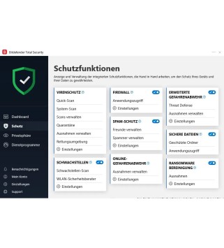 Bitdefender Total Security 5 Geräte 1 Jahr Deutsch/Multilingual (aktuelle Jahresversion)