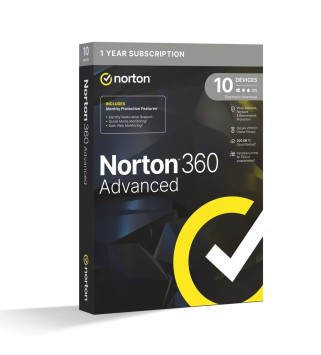 Norton 360 Advanced für Windows/Mac/iOS/Android 10 Geräte 1 Jahr + 200 GB MD (ohne Abonnement) (deutsch)
