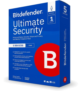 Bitdefender Ultimate Security Individual 2026 für PC/Mac/iOS/Android 5 Geräte 1 Jahr Deutsch/Multilingual (Multi-Device)
