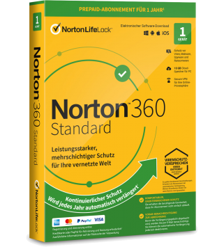 Norton 360 Standard 1 Gerät 1 Jahr + 10 GB MD (mit Abonnement) (deutsch)