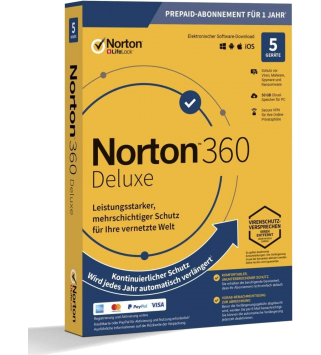 Norton 360 Deluxe 5 Geräte 1 Jahr + 50 GB MD (mit Abonnement) (deutsch)
