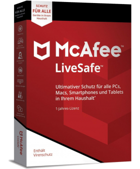 McAfee LiveSafe Unlimitiert Geräte 1 Jahr