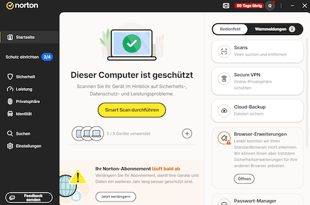 Norton 360 Oberfläche Screenshot